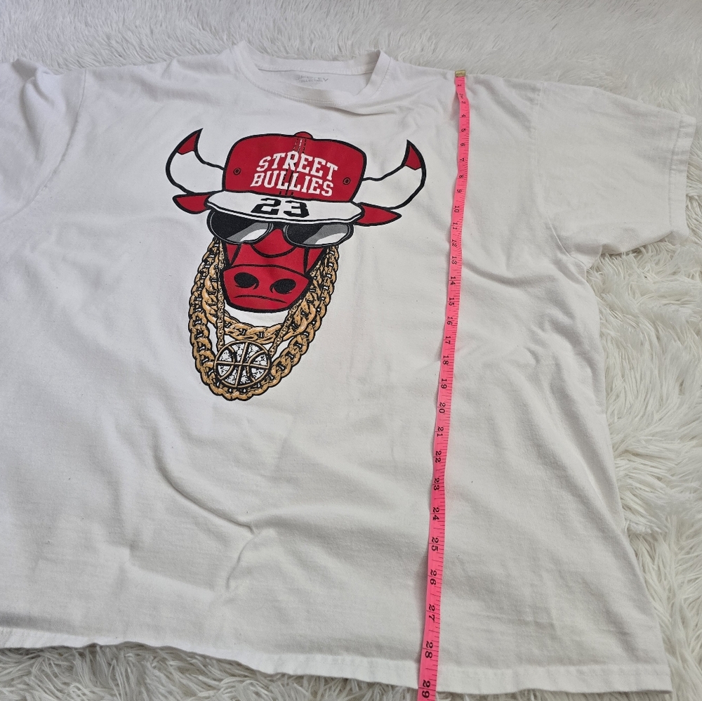 90s Inspired Chicago Bulls Street Bullies Gold Chain White‎ Graphic Tee 3XL - Picture 10 of 12